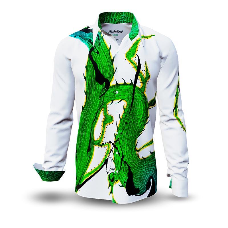 STACHELHAUT CACTUS - White green shirt - GERMENS artfashion - Unusual long sleeve shirt in 10 sizes - Made in Germany