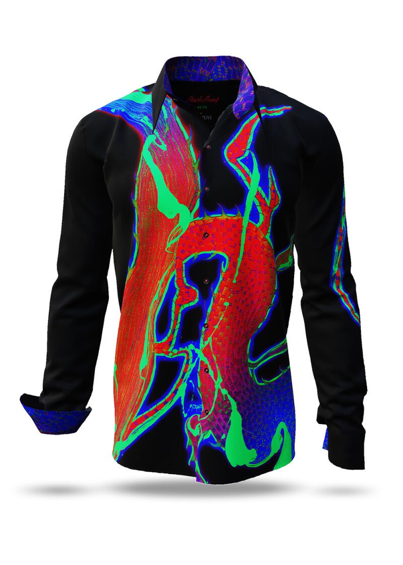 STACHELHAUT NEON - Black-red-blue shirt - GERMENS artfashion - Unusual long sleeve shirt in 10 sizes - Made in Germany