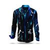 NIGHT NOMAD - Black blue white shirt - GERMENS artfashion - Unusual long sleeve shirt in 10 sizes - Made in Germany