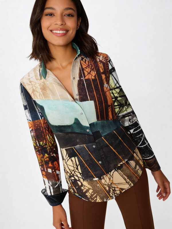 ausgefallene Damenbluse für Damen - NEW YORK FACTORY - 100 % Baumwolle - GERMENS artfashion - Größen XS bis 3XL