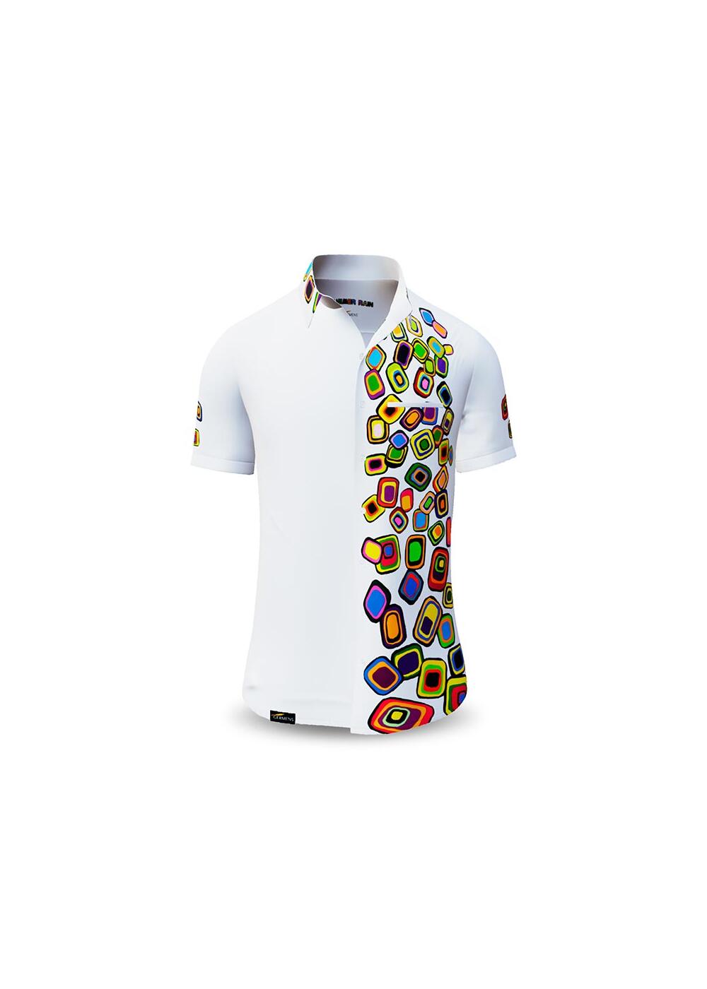 SUMMER RAIN - White colorful short sleeve shirt - GERMENS...