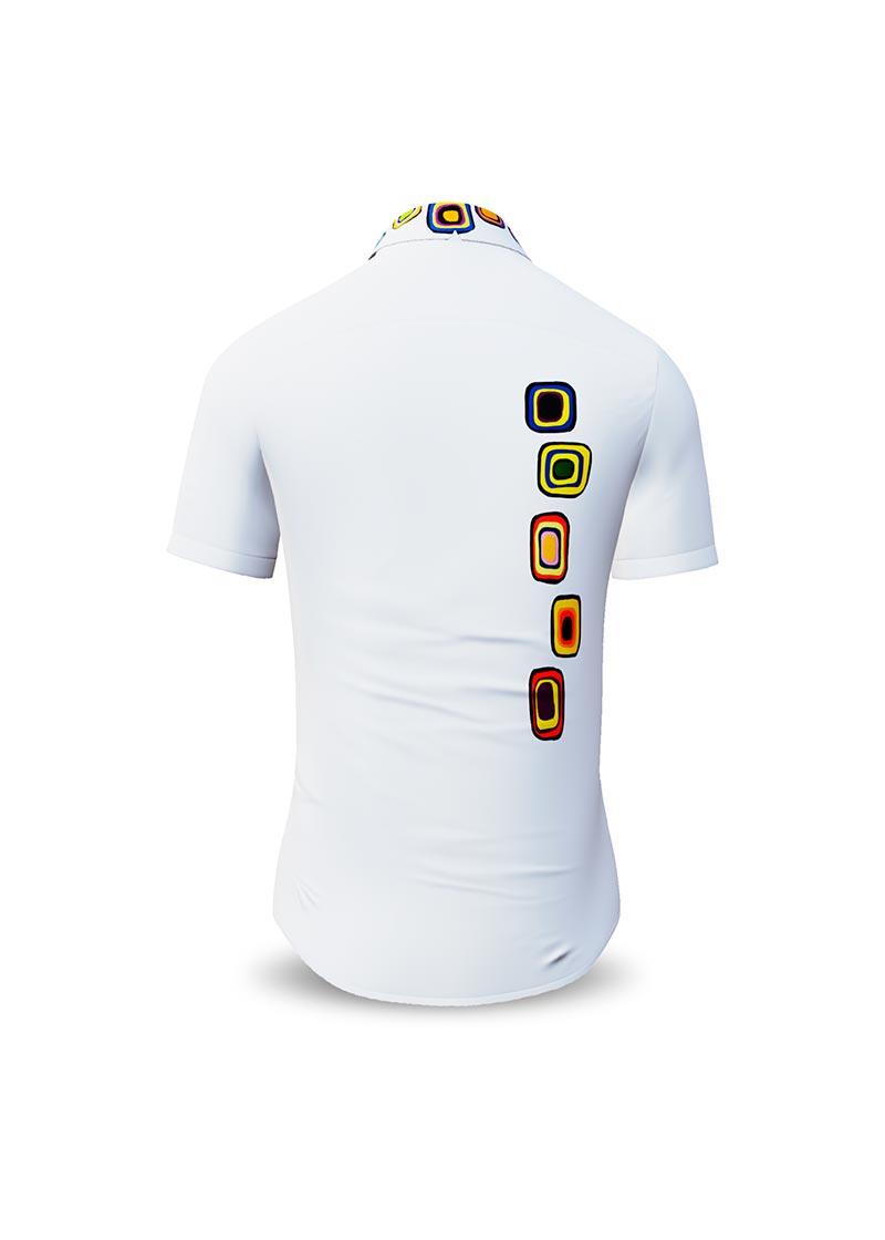 SUMMER RAIN - White colorful short sleeve shirt - GERMENS artfashion - Special long sleeve shirt in small limitation - Made in Germany