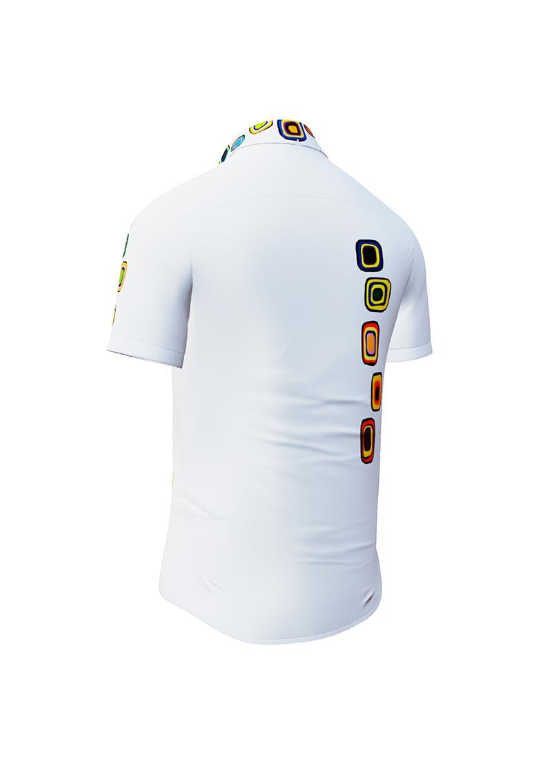 SUMMER RAIN - White colorful short sleeve shirt - GERMENS artfashion - Unique long sleeve shirt designed by artists - Made in Germany