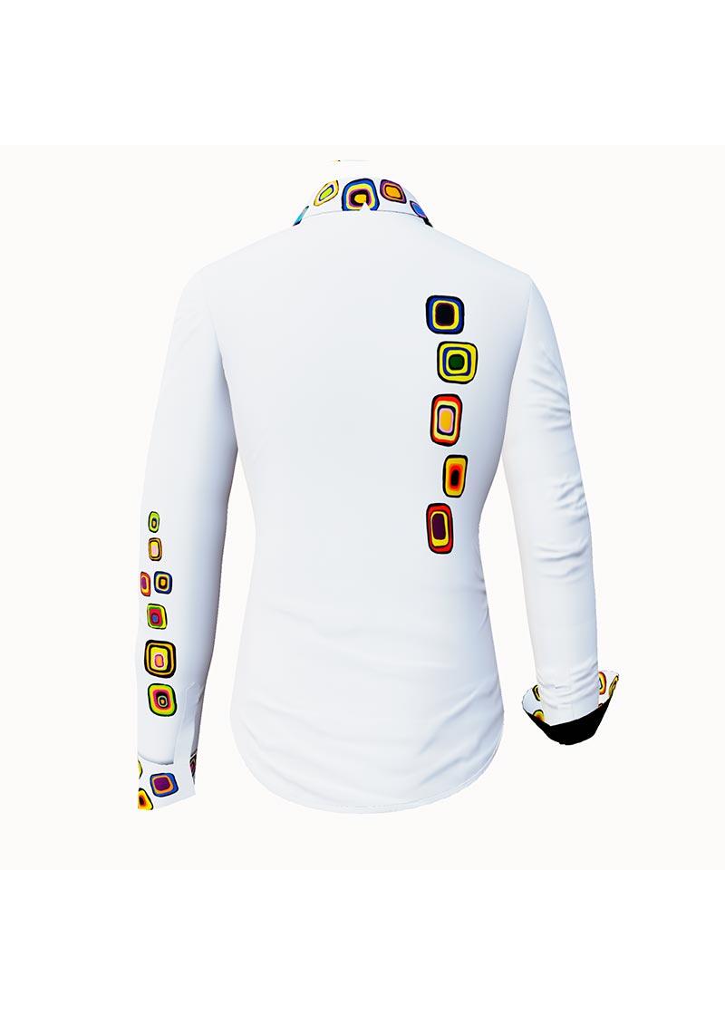 SUMMER RAIN - White blouse with colorful graphics - GERMENS artfashion - Extraordinary ladies blouse - 100 % cotton - Made in Germany
