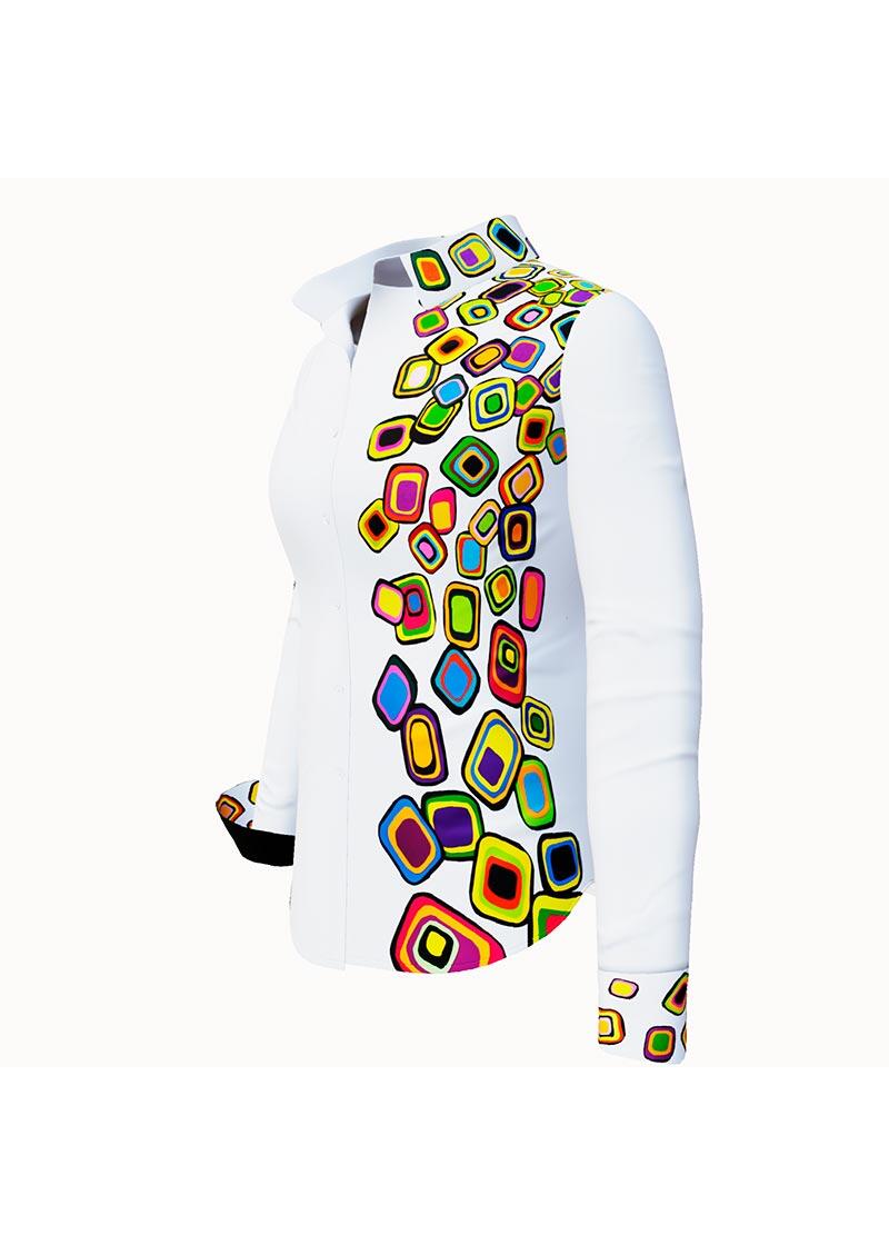 SUMMER RAIN - White colorful blouse - GERMENS