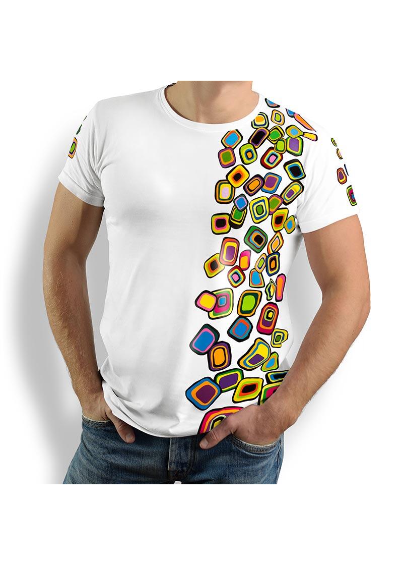 SUMMER RAIN - White colorful Tshirt - GERMENS artfashion - 100 % cotton - extravagant - Made in Germany