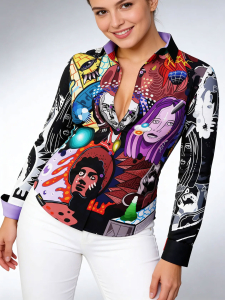 ausgefallene Damenbluse für Damen - CONTRA BANNED - 100 % Baumwolle - GERMENS artfashion - Größen XS bis 3XL
