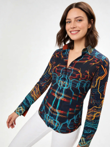 Unique blouse for women - HACKER - 100% cotton - GERMENS artfashion - Sizes XS to 3XL