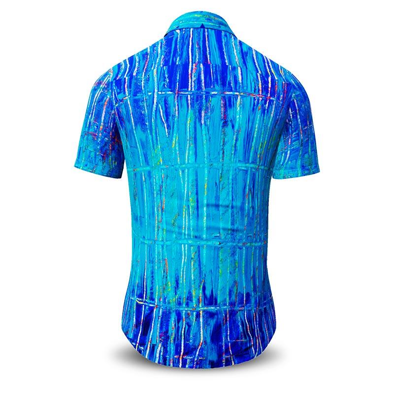 BLUENET - Blaues Kurzarmhemd - GERMENS artfashion - 100 % Baumwolle - sehr gute Passform - Künstlerdesign - 499 Stück limitiert - Made in Germany