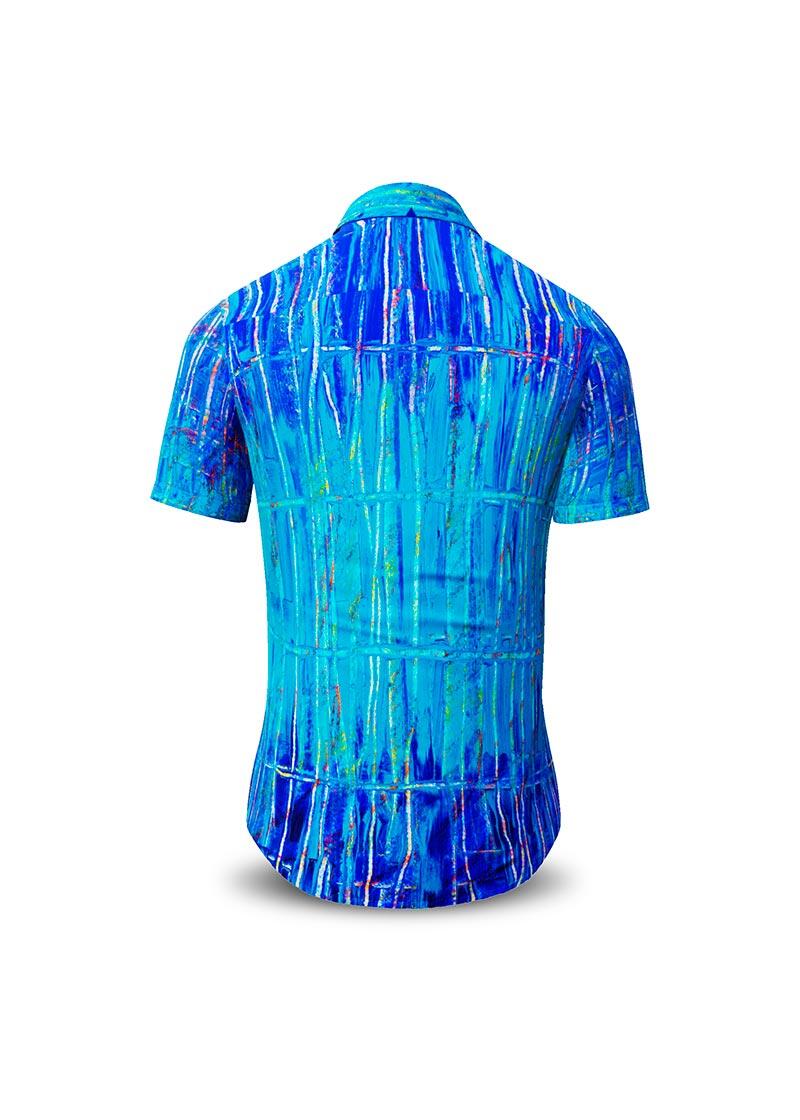 BLUENET - Blue short sleeve shirt - GERMENS artfashion - 100 % cotton - very good fit - artist design - 499 pieces limited - Made in Germany