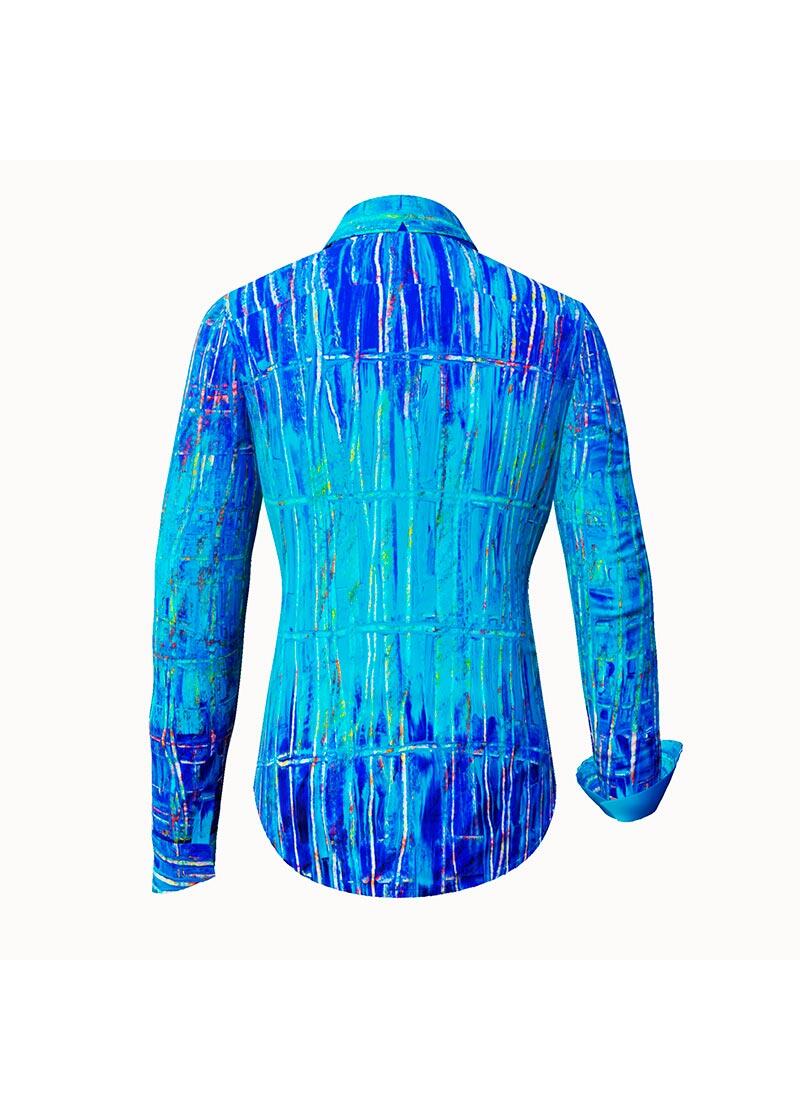 BLUENET - Blue cotton blouse - GERMENS artfashion - 100 % cotton - very good fit - artist design - 99 pieces limited - 6 sizes from XS - XXL - Made in Germany