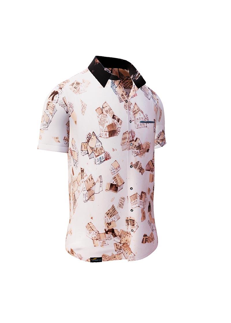 HOUSES - Beige brown short sleeve shirt - GERMENS
