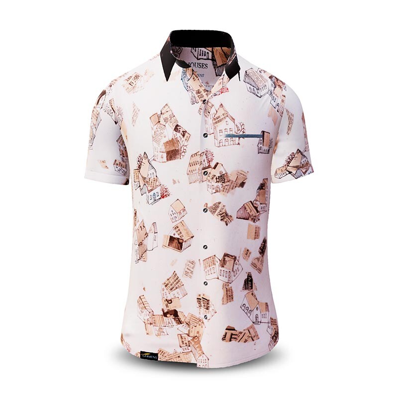 Summer shirt for men HOUSES - 100% cotton - 10 sizes from XS to 6XL - exceptional design - finest workmanship - fabrics made in Germany - limited edition and exclusive