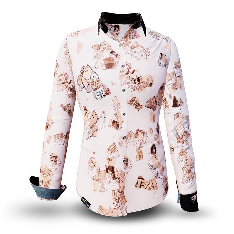 Unique blouse for women - HOUSES - 100% cotton - GERMENS artfashion - Sizes XS to 3XL