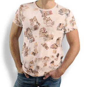HOUSES - Beige brown t-shirt - GERMENS - 100% cotton -...