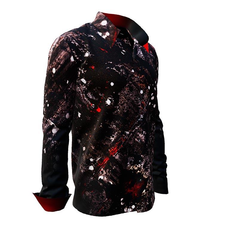 NACHTFUNKELN - Dark long sleeve shirt - GERMENS artfashion - Exceptional men's shirt - 100 % cotton - Made in Germany