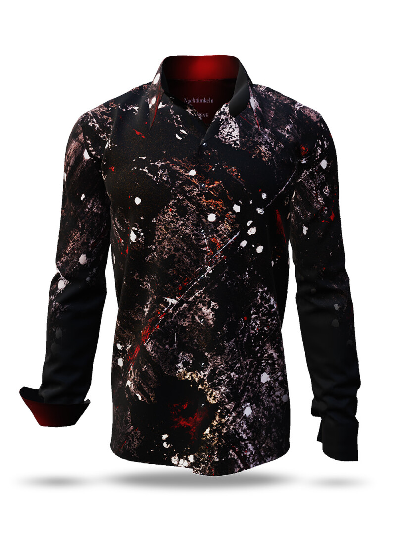 NACHTFUNKELN - Dark long sleeve shirt - GERMENS artfashion - Exceptional mens shirt - 100 % cotton - Made in Germany