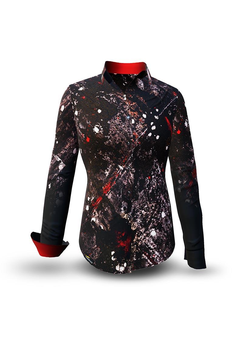 NACHTFUNKELN - Dunkle Bluse - GERMENS artfashion - 100 % Baumwolle - sehr gute Passform - Künstlerdesign - 99 Stück limitiert - 6 Größen von XS - XXL - Made in Germany