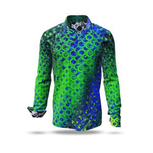 HEXAGON MALACHIT - Green blue patterned long sleeve shirt...