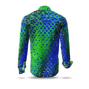 HEXAGON MALACHIT - Green blue patterned long sleeve shirt...