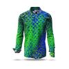 HEXAGON MALACHIT - Green blue patterned long sleeve shirt - GERMENS artfashion - Exceptional mens shirt - 100 % cotton - Made in Germany