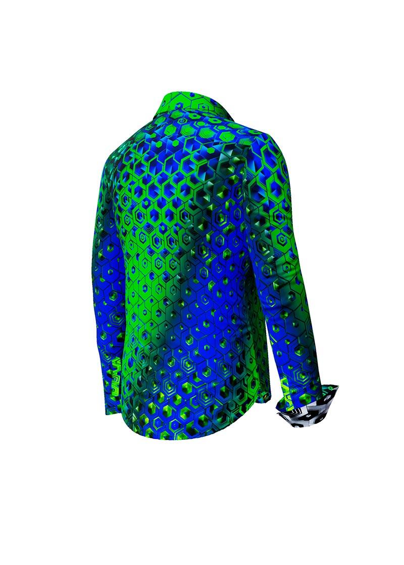 HEXAGON MALACHIT - Green Blue Patterned Blouse - GERMENS
