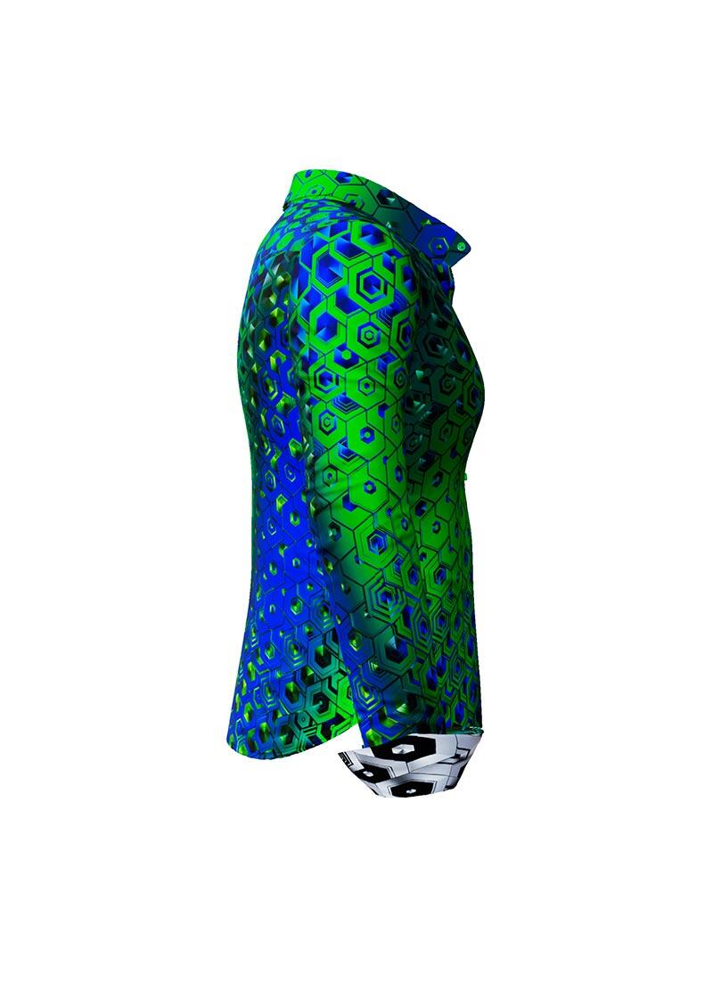 HEXAGON MALACHIT - Green Blue Patterned Blouse - GERMENS