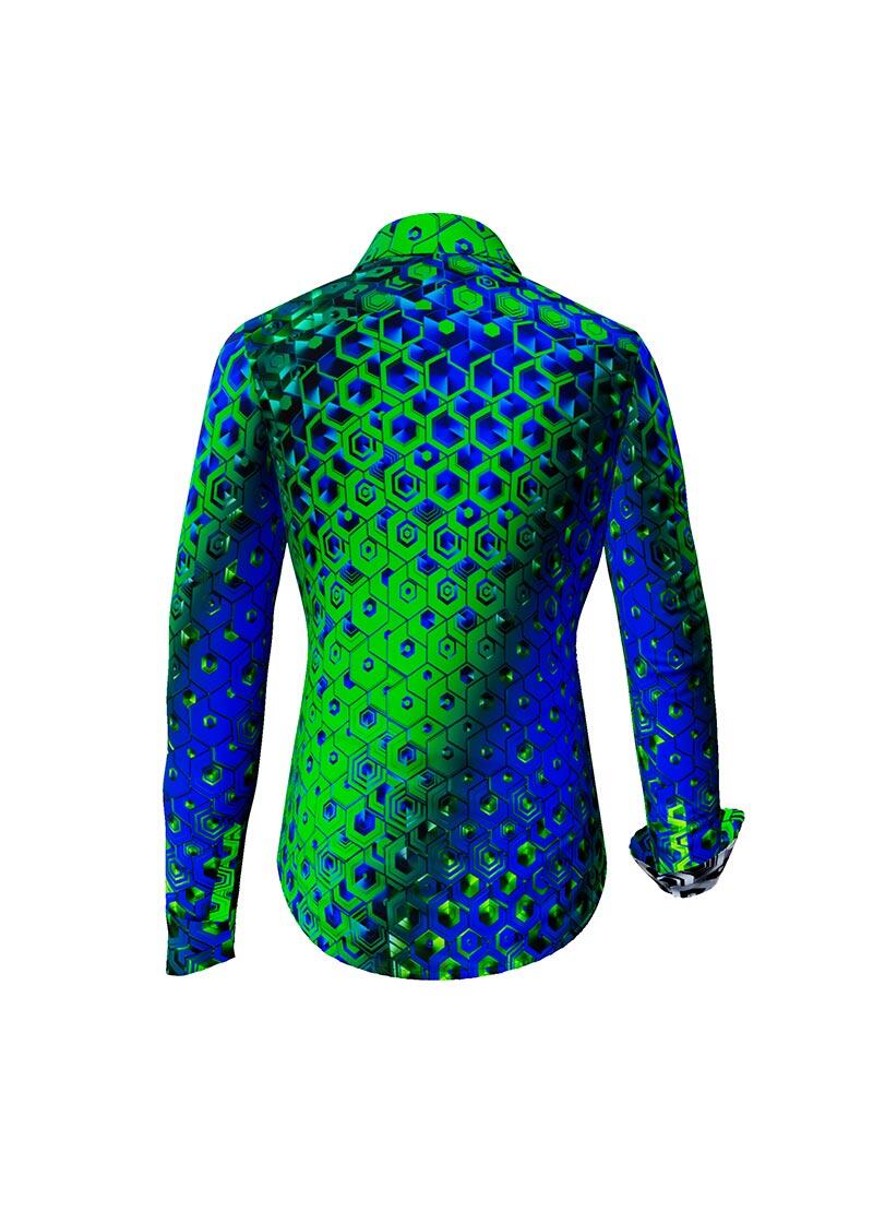 HEXAGON MALACHIT - Grün blau gemusterte Bluse - GERMENS...