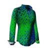 HEXAGON MALACHIT - Grün blau gemusterte Bluse - GERMENS artfashion - 100 % Baumwolle - sehr gute Passform - Künstlerdesign - 99 Stück limitiert - 6 Größen von XS - XXL - Made in Germany