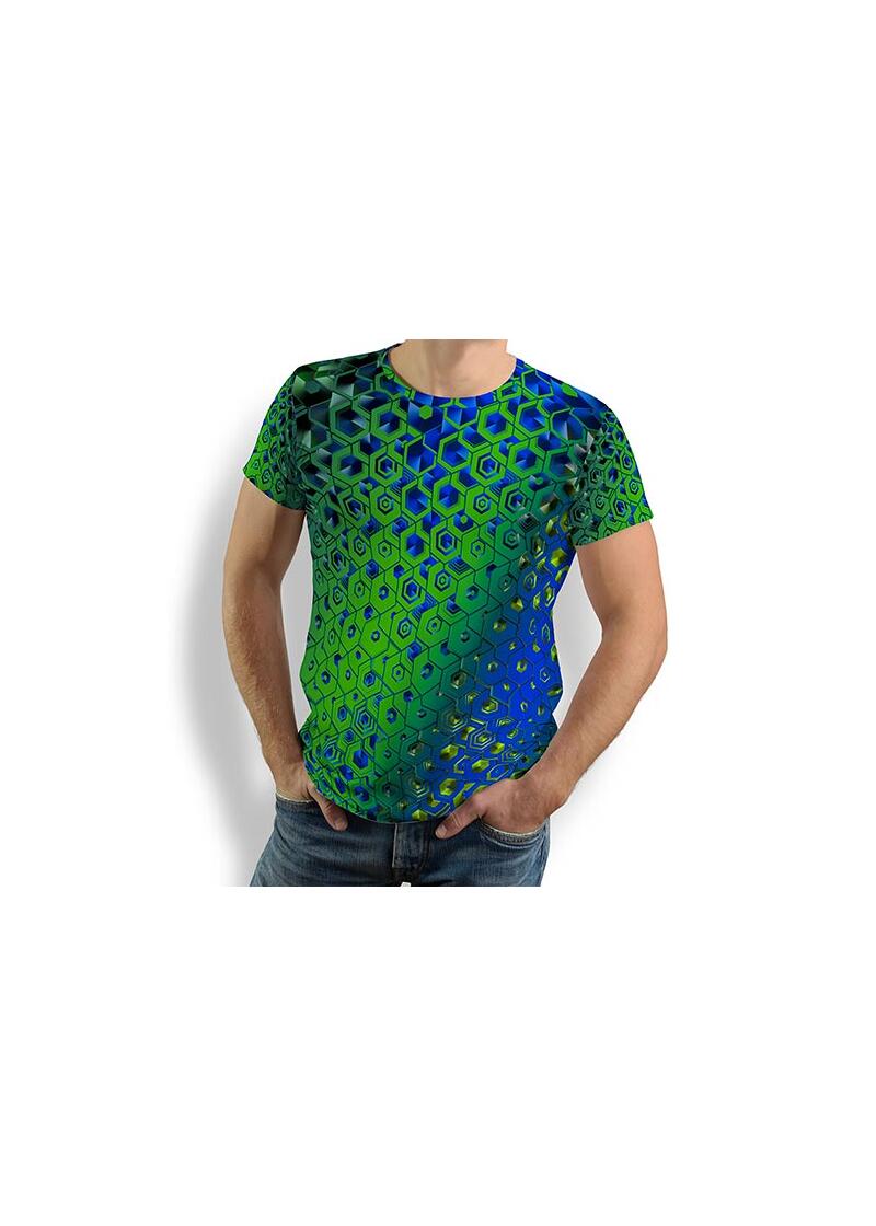 HEXAGON MALACHIT - Grün blau gemustertes T-Shirt - 100 % Baumwolle - GERMENS artfashion - 8 Größen S-5XL