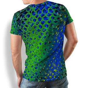 HEXAGON MALACHIT - Green blue patterned t-shirt - 100 %...