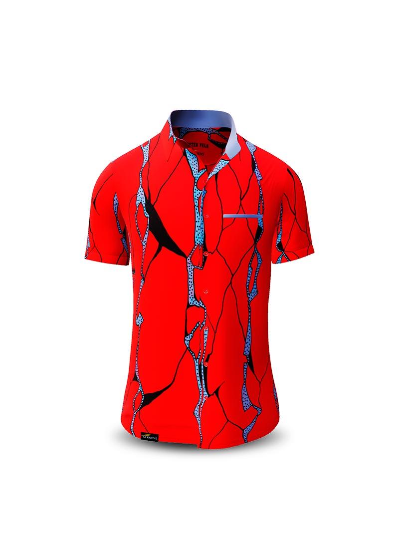 ROTER FELS - Red Short Sleeve Shirt - GERMENS artfashion - 100 % cotton - very good fit - artist design - 499 pieces limited - Made in Germany