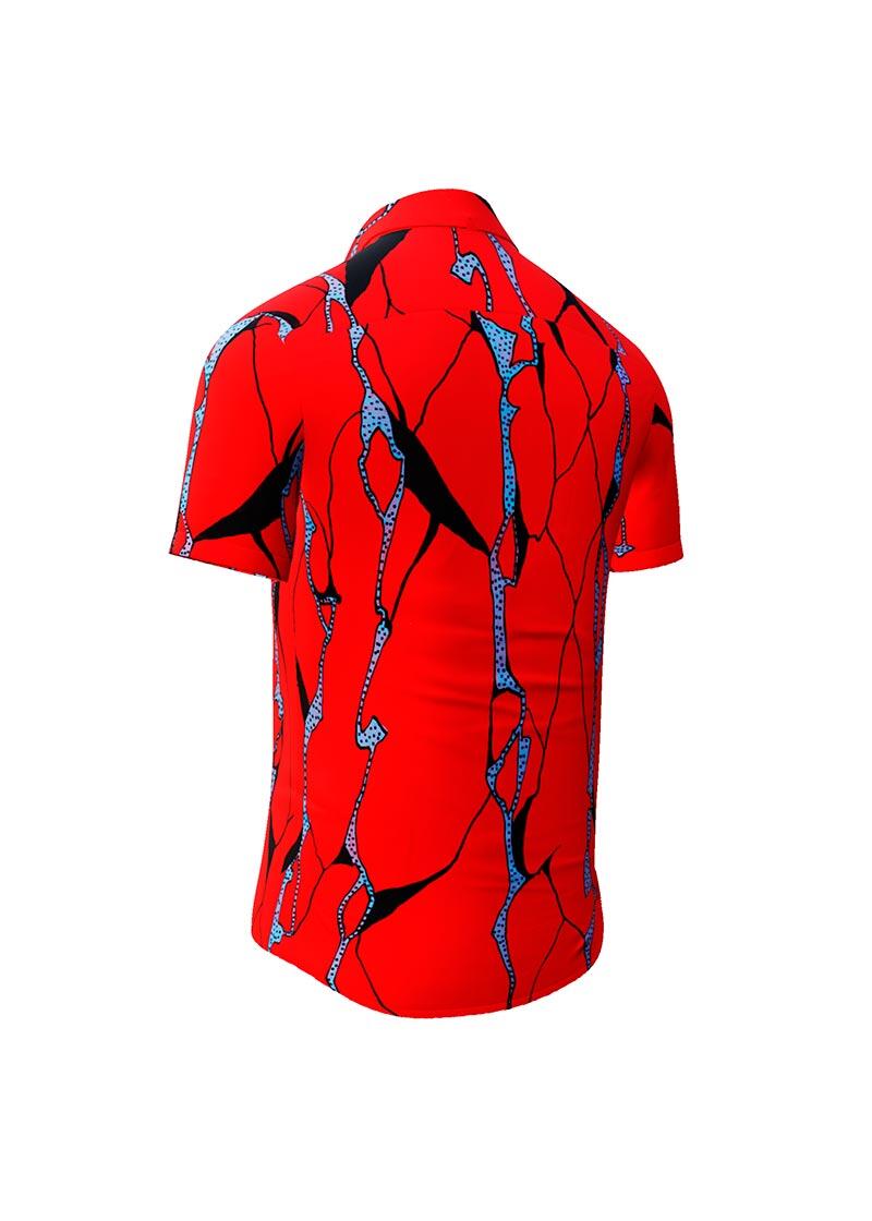 ROTER FELS - Red Short Sleeve Shirt - GERMENS artfashion - 100 % cotton - very good fit - artist design - 499 pieces limited - Made in Germany