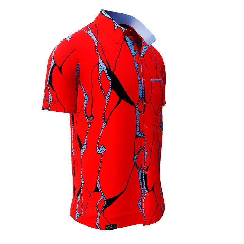 ROTER FELS - Red Short Sleeve Shirt - GERMENS artfashion - 100 % cotton - very good fit - artist design - 499 pieces limited - Made in Germany