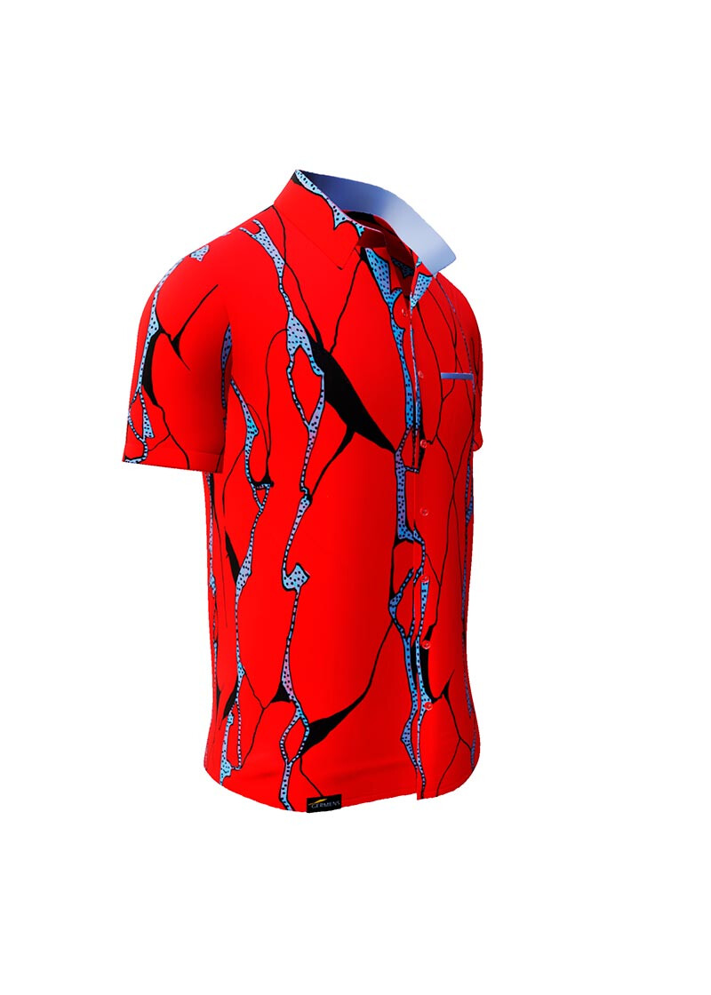 ROTER FELS - Red Short Sleeve Shirt - GERMENS artfashion - 100 % cotton - very good fit - artist design - 499 pieces limited - Made in Germany