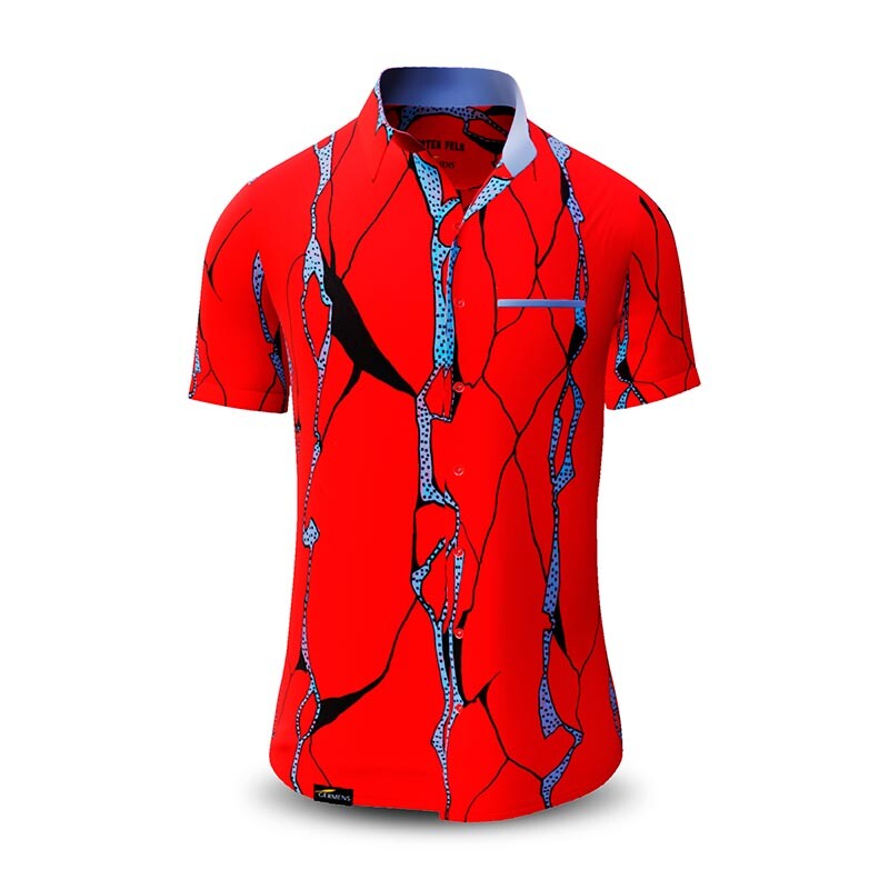Sommerhemd Herren ROTER FELS - 100 % Baumwolle - 10 Größen von XS - 6XL - außergewöhnliches Design - feinste Verarbeitung - Stoffe Made in Germany - limitiert und exklusiv