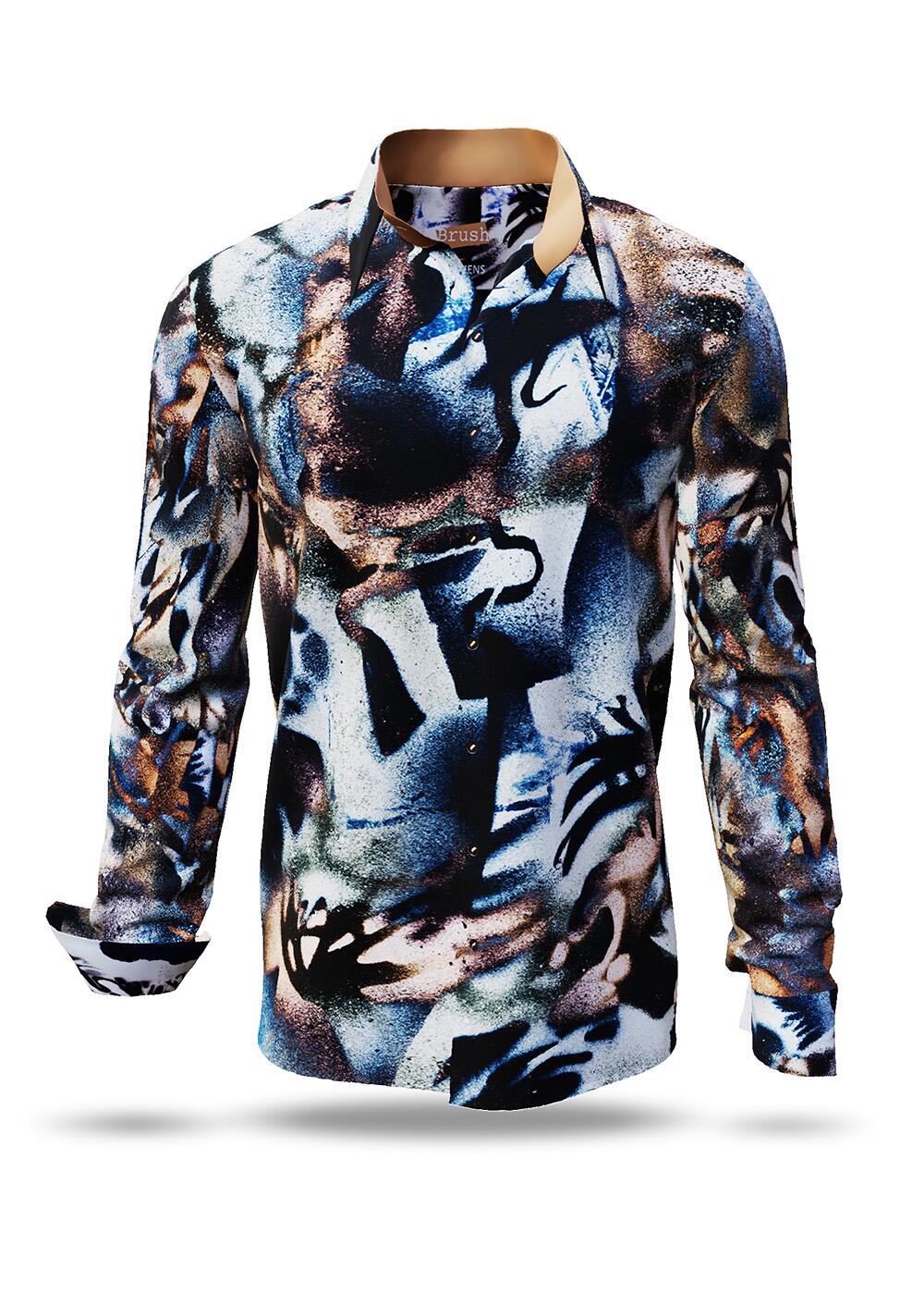 BRUSH - Beige blue long sleeve shirt - GERMENS artfashion...