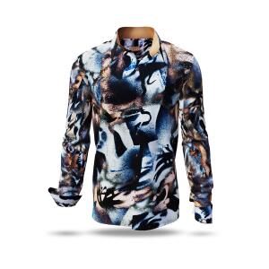 BRUSH - Beige blue long sleeve shirt - GERMENS artfashion...