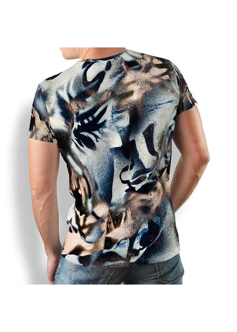 BRUSH - Beige blue t-shirt - 100 % cotton - GERMENS artfashion - 8 sizes S-5XL
