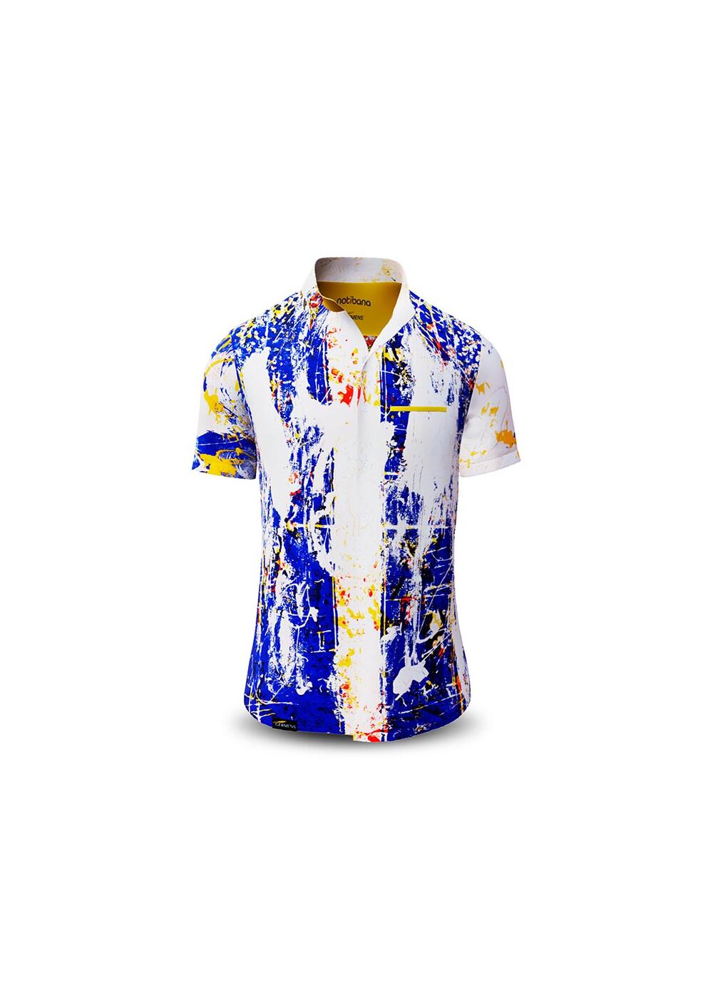 NOTIBANA - Blue-White-Yellow Short Sleeve Shirt - GERMENS...