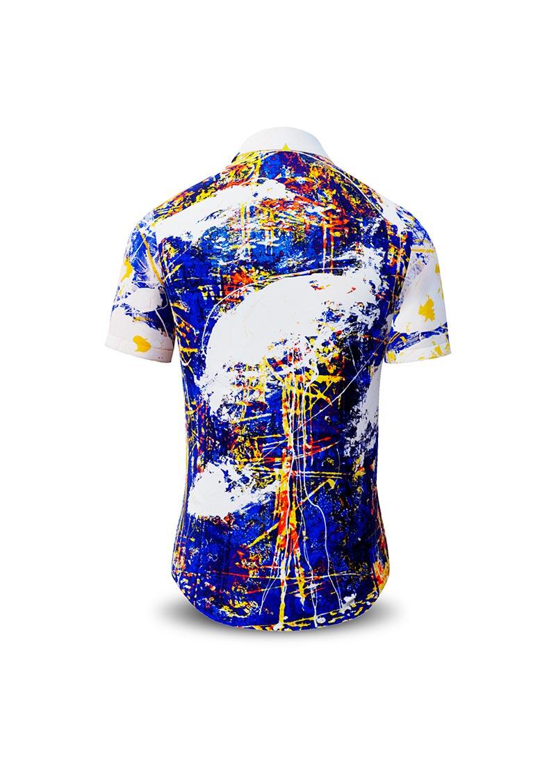 NOTIBANA - Blue-White-Yellow Short Sleeve Shirt - GERMENS artfashion - 100 % cotton - very good fit - artist design - 499 pieces limited - Made in Germany