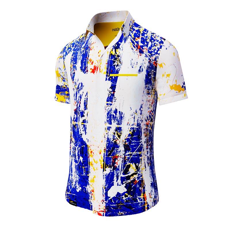 NOTIBANA - Blue white yellow short sleeve shirt - GERMENS
