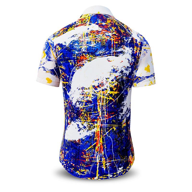 NOTIBANA - Blue-White-Yellow Short Sleeve Shirt - GERMENS artfashion - 100 % cotton - very good fit - artist design - 499 pieces limited - Made in Germany