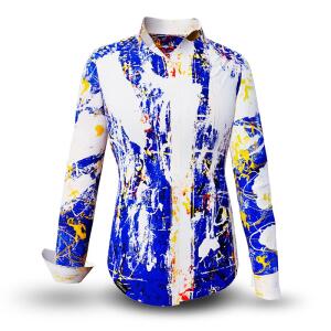 NOTIBANA - Blue white yellow blouse - GERMENS artfashion...