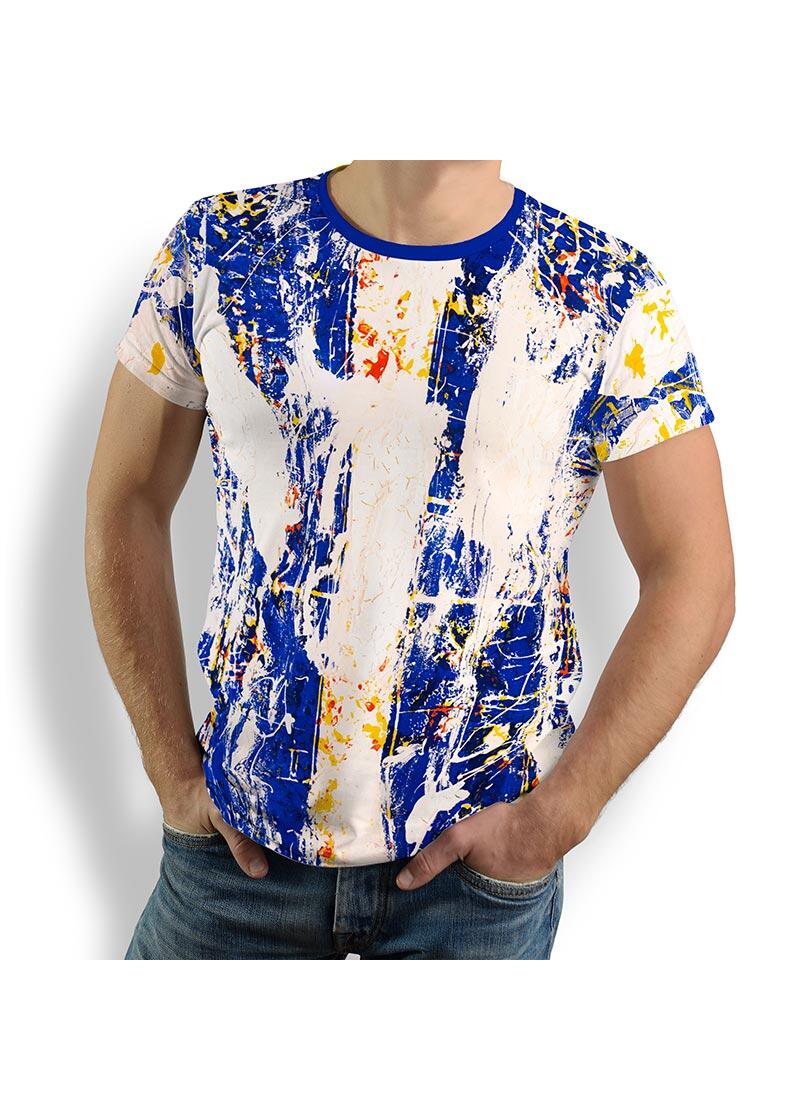 NOTIBANA - Blue White Yellow T-Shirt - 100 % cotton - GERMENS artfashion - 8 sizes S-5XL