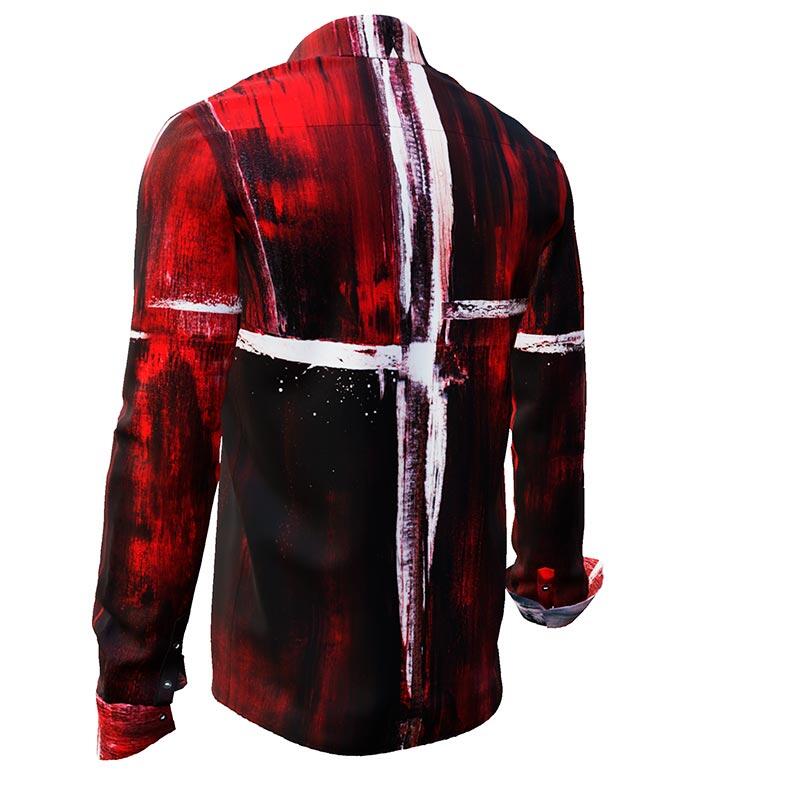 WHITE CROSS - Red white long sleeve shirt - GERMENS artfashion - Unusual long sleeve shirt in 10 sizes - Made in Germany