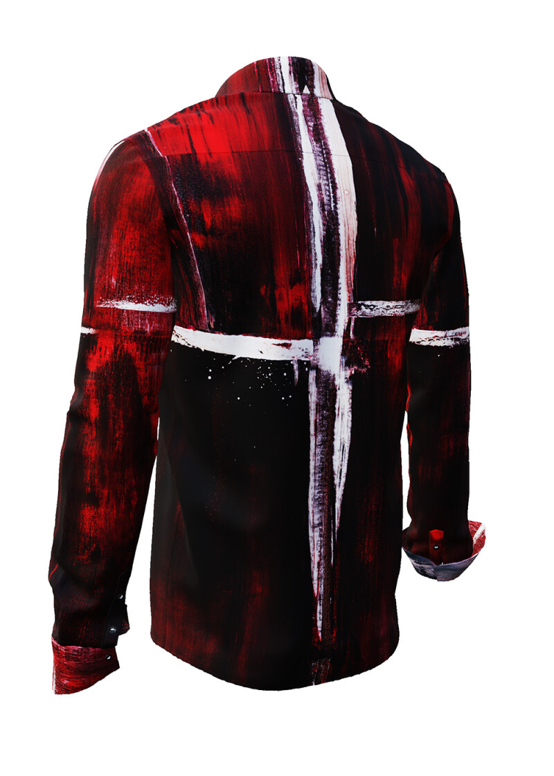 WHITE CROSS - Red white long sleeve shirt - GERMENS