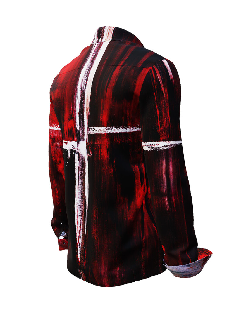 WHITE CROSS - Red white long sleeve shirt - GERMENS
