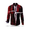 WHITE CROSS - Red white long sleeve shirt - GERMENS artfashion - Unusual long sleeve shirt in 10 sizes - Made in Germany