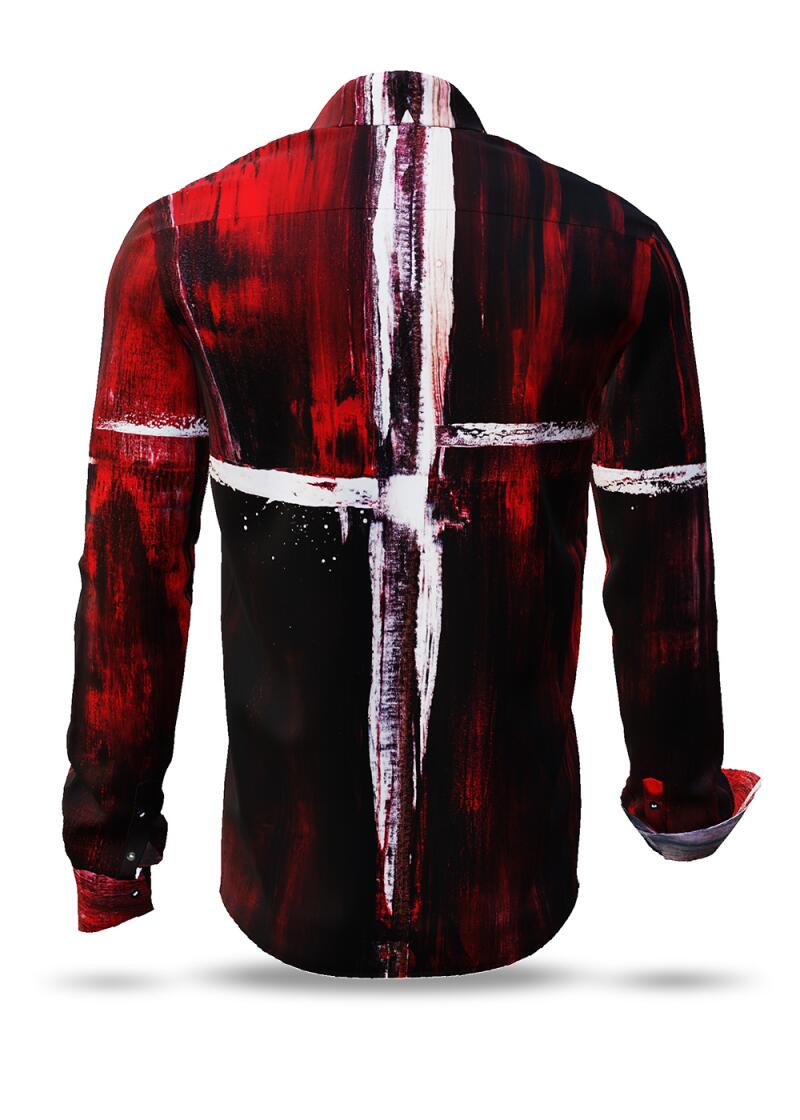 WHITE CROSS - Rot weies Langarmhemd - GERMENS artfashion - Auergewhnliches Herrenhemd - 100 % Baumwolle - Made in Germany